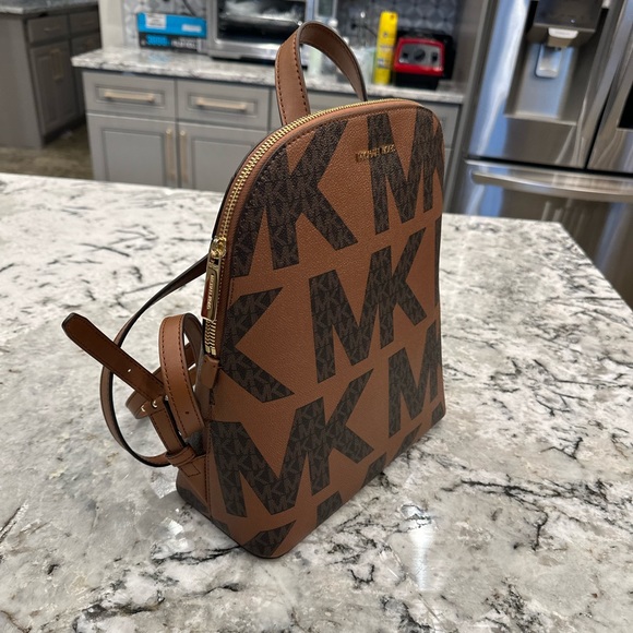 Michael Kors Cindy MK Graphic Luggage Backpack NWT Authentic Women Big MK Logo - Picture 2 of 10